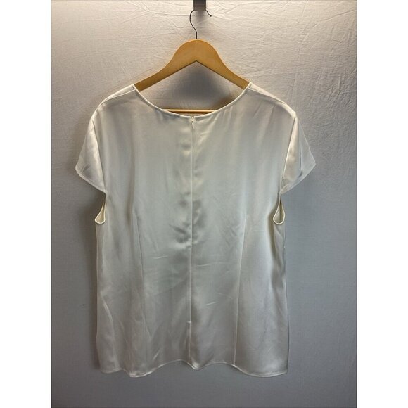 St. John Ivory Cap sleeve satin blouse top Formal Party‎ Layering size XL - Picture 3 of 14